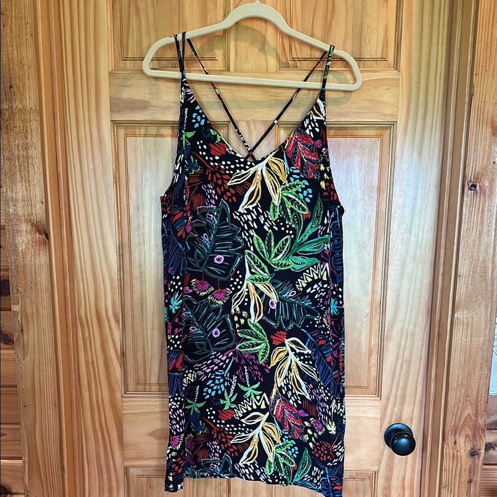 Topshop Vibrant Leaf Print Dress